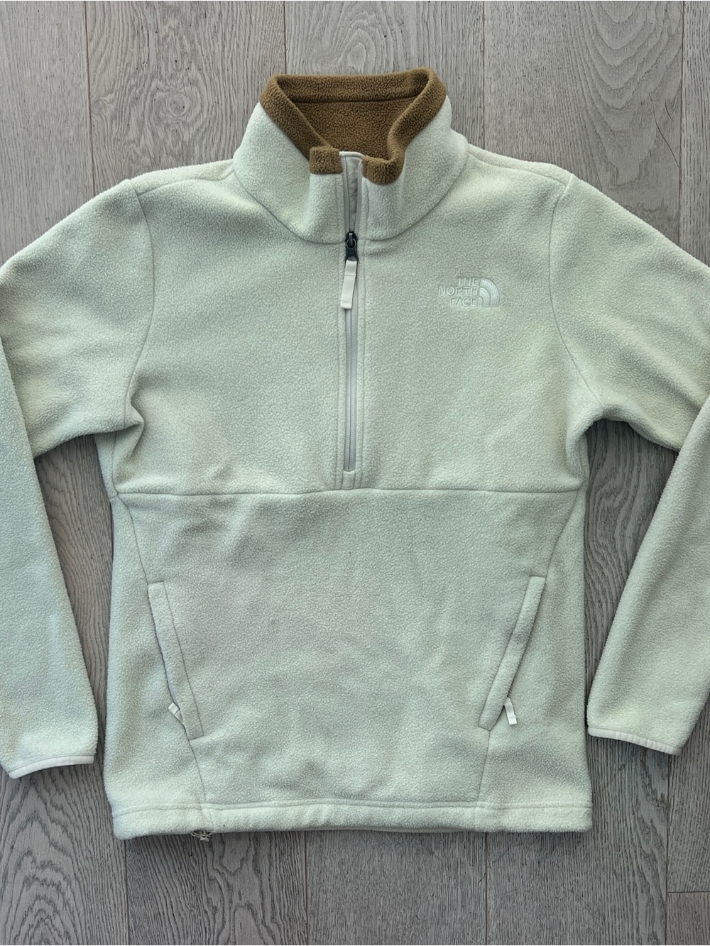 The North Face Women’s Size S Lower Cliffs Fleece 1/2 Zip Up Pullover Ivory/Tan